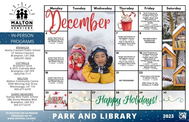 december park and library calendar