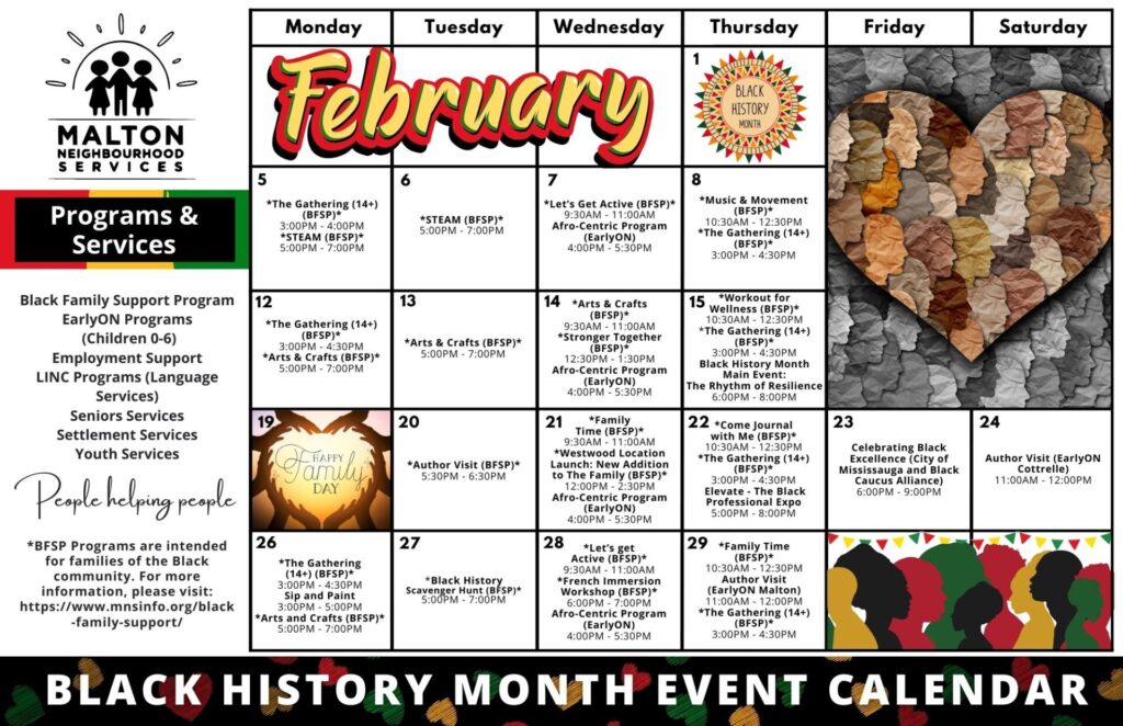 black history month calendar