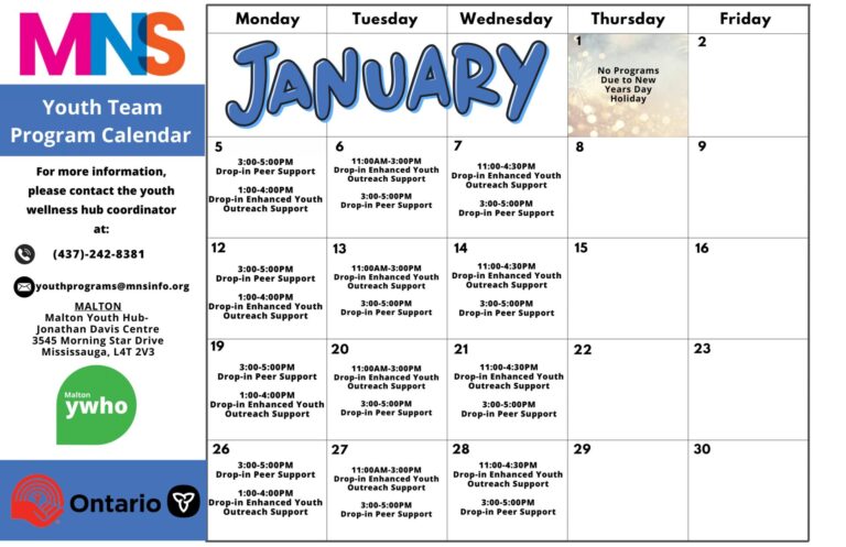 youth january program calendars 2026 2
